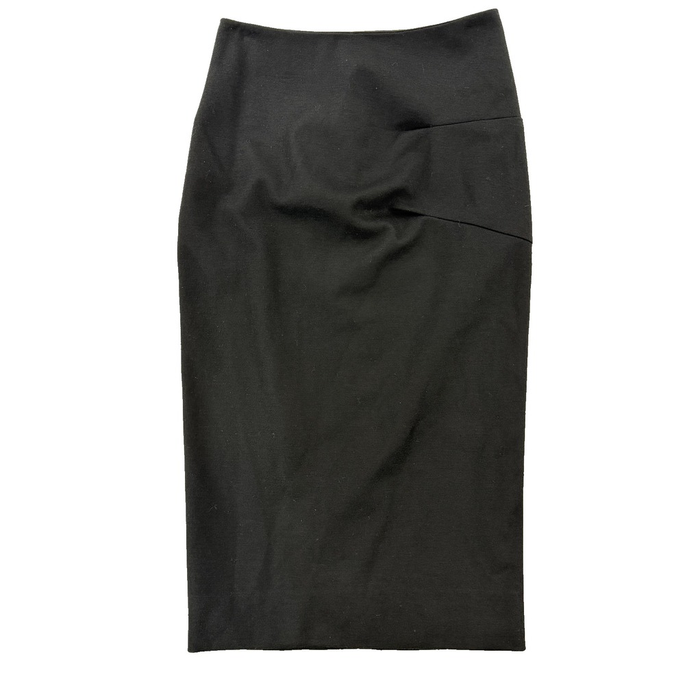 Diane Von Furstenberg Skirt Womens 6 Black Wool Knit Pencil Midi Stretch Career